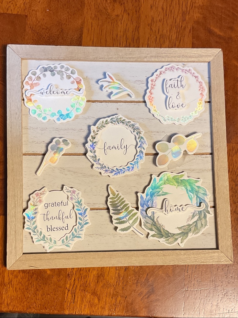 Handmade Holographic Floral Sentiment Wall Decor - White and Multicolor